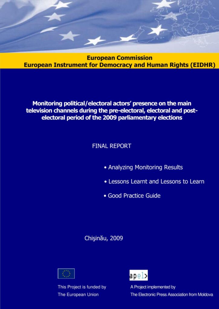 Monitoring of political and electoral actors presence on the main television channels in 2009